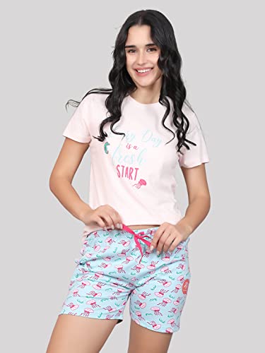 Image of Evolove Women Night Suit Set /Top Short Set