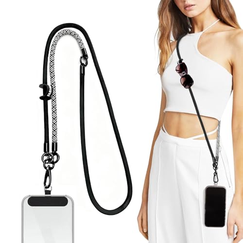 Image of 3-in-1 Adjustable Anti-Theft Phone Lanyard with Tether Tab, Universal Crossbody Neck Wrist Strap for most mobile phone cases, cameras, headphones, USB flash drives, ID cards