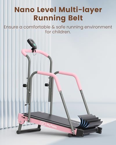 Image of Kids Treadmill, Treadmill for Kids Manual with Handle Bar Up to 165Lbs Capacity, Upgraded Kids Exercise Equipment with 2 Adjustable Incline Mode & 4 Level Upright Height