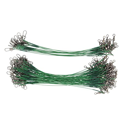 Gavigain 100PCS Fishing Leader,Stainless Steel Wire Leaders Nylon Coated Fishing Line Wire Leaders Swivels Snap Rigging Hard Wire Leader with Hooks for Saltwater (15cm)