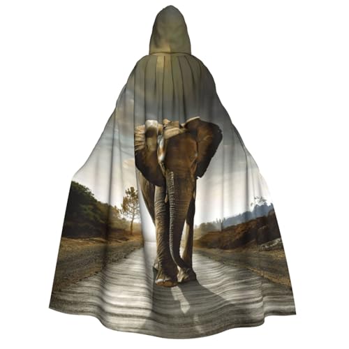Cape à capuche imprimé éléphant 3D costume confortable pour fête d'Halloween
