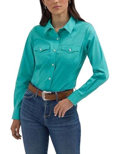 Wrangler Damen Western Damen Retro Button-Down-Shirt, Bright Aqua, X-Groß – Ansicht 1
