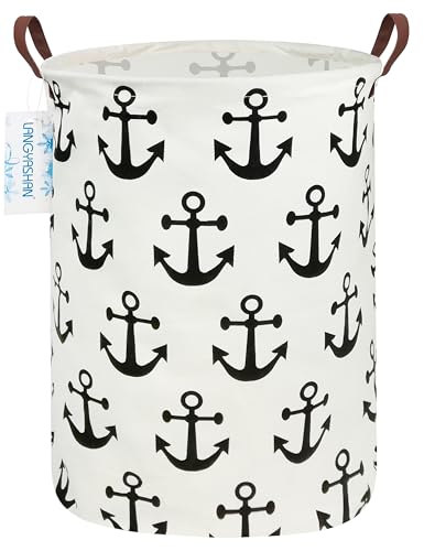 LANGYASHAN Laundry Basket Canvas Fabric Collapsible Organizer Basket for Storage Bin Toy Bins Gift Baskets Bedroom Clothes Children Nursery Hamper...