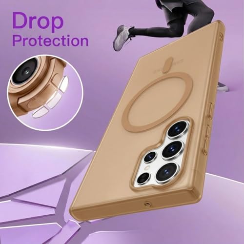 Image of DIZORO Matte Case for Samsung Galaxy S25 Ultra Compatible with MagSafe, Camera Lens Full Protection, Shockproof Translucent Frosted TPU Soft Phone Cover, Anti-Fingerprint (Desert)
