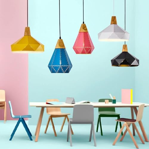 Suspension industrielle E27 bleue au design moderne creux pour salon - 3