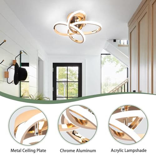 Image of CANEOE Modern Hallway Light Fixtures, 6000K Modern Led Ceiling Light for Hallway, Small Close to Ceiling Lamp for Hallway Corridor Closet Bedroom Bathroom Kitchen Stair Curved Design Ceiling Lights