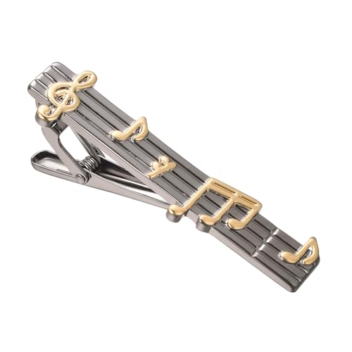 RunootPR Music Tie Clips for Men Unique Gun Black Tie Bar Clip Fashion Tie Pin Wedding Holiday Party Jewelry