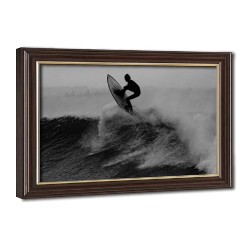 Poster California Beach noir et blanc surfeur déco villa 20x30