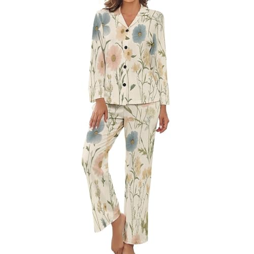 Pyjama pour femme grande taille : ensemble aéré 2 pièces imprimé floral rétro champêtre