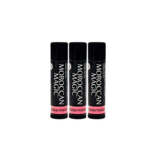 Moroccan Magic Organic Watermelon Lip Balm 3 Pack | Made with Natural Cold Pressed Argan and Essential Oils Lip Balm | Smooth Application | Non-Toxic, Cruelty Free