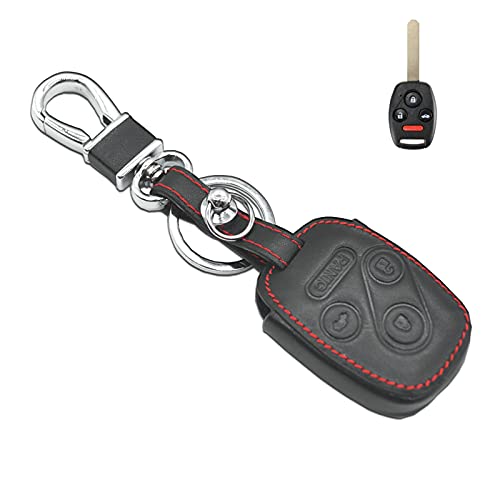 MECHCOS Compatible with fit for Honda 3+1 Panic Buttons CRV Accord Civic Polit Remote Control Leather Smart Keyless Entry Remote Control Key Fob Cover Pouch Bag Jacket Case Protector Shell