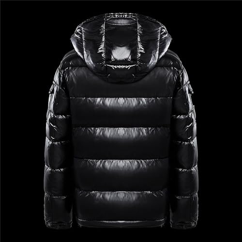 DGHM-JLMY Men's Glossy Padded Winter Hood Coat Metallic Full Zip Down Quilted Puffer Jacket Warm Plus Size Shiny Hooded Coat2