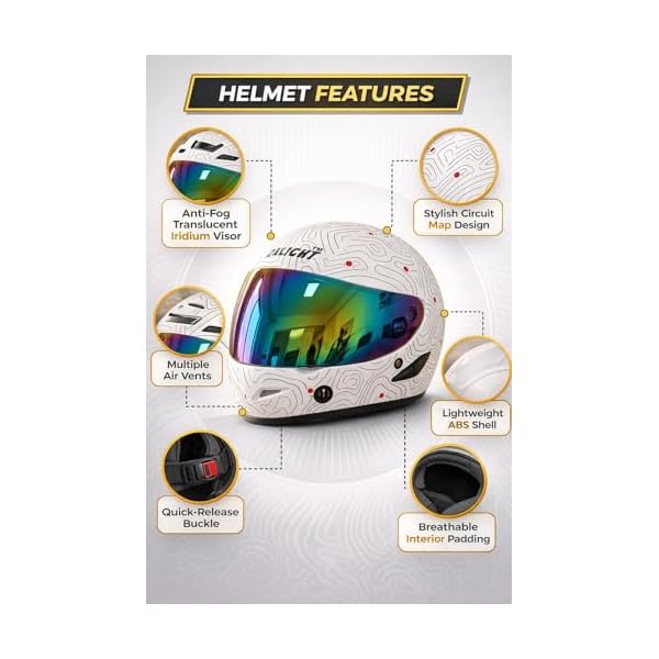 Lightweight Full Face Helmet for Man and Woman with Clear and Scratch Resistant Visor ISI Certified |Quick-Release Buckle|Bike Helmet (Colour: White)