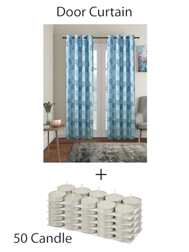 Image of Cortina Combo Pack of 2 Printed Polyester Door Plus 50 Sets of Candles, Size - Door - (L 115 cm x H 210 cm) Candle 37W x 12H Millimeters-Multicolor-2
