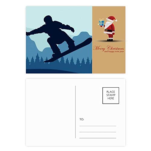Cartes postales de Noël montagne et sports d'hiver lot de 20 illustrations Père Noël skieur