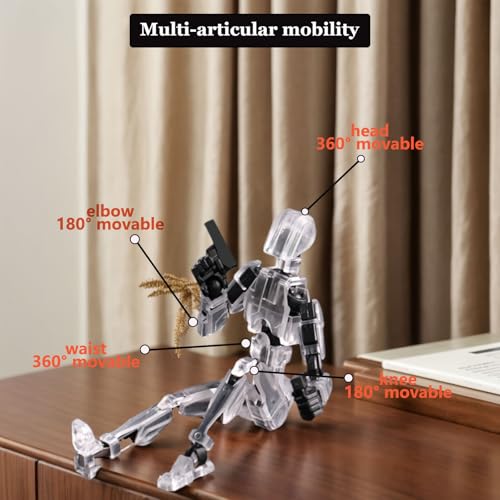 Image of RAMONI 2PCS Action Figure, Dummy 13 Action Figure Toys, Polyarticular Movable Titan 13 Action Figure Action,3D Printed Action Figure Toys for Desktop Decor&Game Lovers (Luminous Green, Transparent)