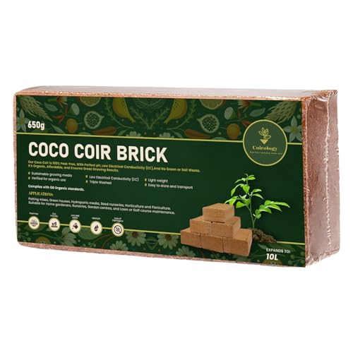 COIROLOGY Coco Coir Brick 650g | 100% Natural pH Stabilized Peat Free Compressed Coconut Fiber | Organic Top Soil for Seed Starting, Potting Compost, Indoor Plant Soil & Garden Bedding