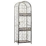 45 Bottle Wrought Iron Wine Rack Jail with Lock Green Modern Contemporary Metal