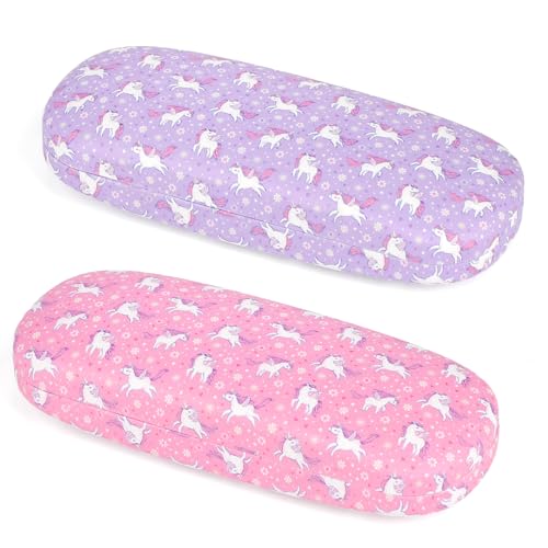 Beipegin 2pcs Unicornio Funda Gafas Rígida Niñas, Funda Gafas de Sol con Paño para Gafas