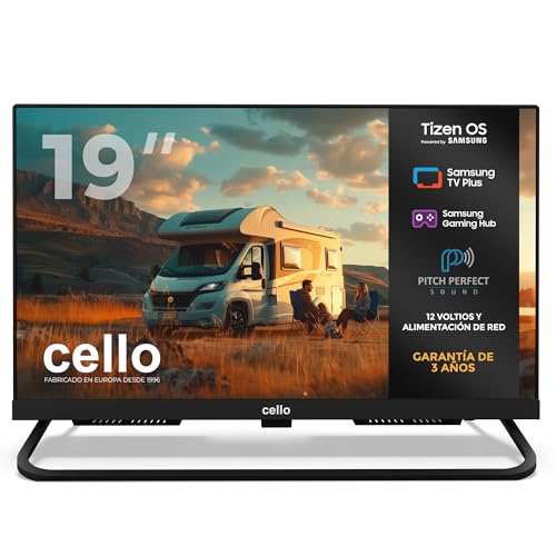 Cello CTRAV-19TZ Smart TV 19' 12V para Autocaravana y Camping, Tizen OS de Samsung, Gaming Hub, Altavoces Pitch, Bluetooth, Triple Sintonizador