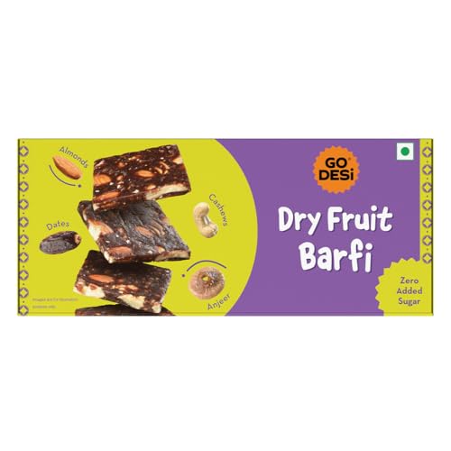 GO DESi Dry Fruits Barfi 6 Individually Wrapped Barfis | Date Bites | Healthy Snacks Sweets | Sweets Indian Mithai