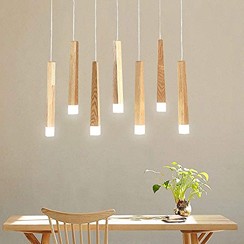 Suspension en bois lumière d'intérieur 7 têtes pour décoration bar et cuisine