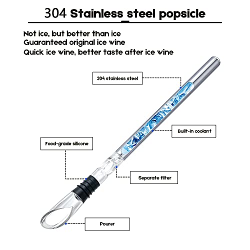 New Pacific Youyah Youyah Wine Chiller Stick 3-In-1 Stainless Steel Wine Bottle Cooler Stick,Rapid Iceless Wine Chilling Rod With Aerator And Pourer,Wine Gift thumb #2
