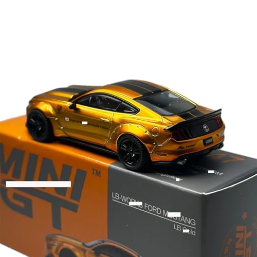 Auto de metal 1:64 Mustang LB Works Ford Gold modelo coleccionable miniatura 5