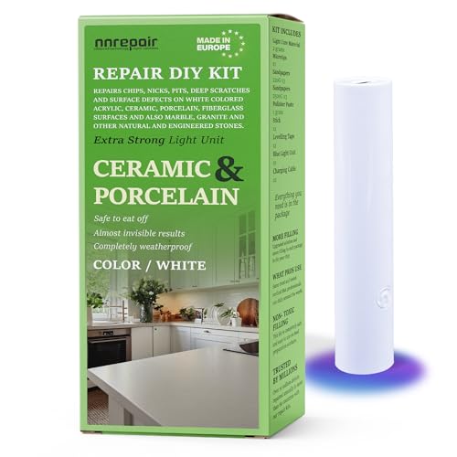 Porcelain and Ceramic Repair Kit I Suitable for Most Repairs I Also for Tile, Countertop, Porcelain, Fiberglass & Ceramic Surfaces I Fix Broken Chips & Cracks in Minutes