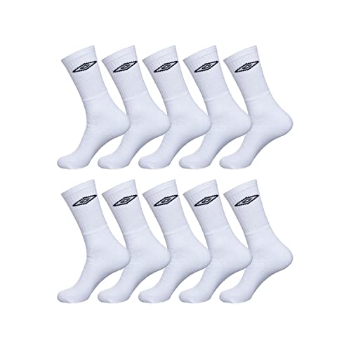 Umbro Chaussette Homme Sport - Lot de 10 - Chaussettes Hautes Homme, Blanc, (Taille 39-42)