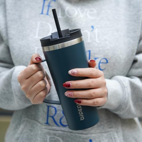 Image of BJPKPK 18oz Insulated Tumbler with Handle, Lid & Straw, Stainless Steel