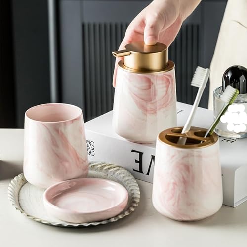 Juego de accesorios de baño modernos decoración efecto mármol premium 4