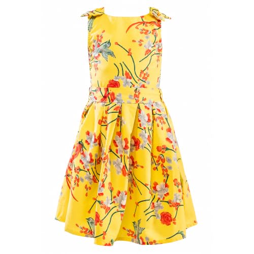 Image of Miss Lavish London Kid Dress for Girls, Shoulder Bow Printed Party Dress, Summer Dress for Girls, Kids Printed Dress for Birthday, Vacation, Wedding & Festival Girls Dresses