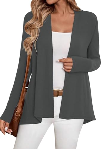 Image of Sweet Hearts Long Sleeve Black Cardigan for Women- Lightweight Open Front Knit Sweaters Women's Kimonos Fall Duster