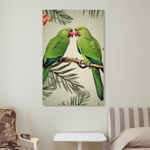 Impression sur toile moderne pour décoration murale maison perroquets olive - 7