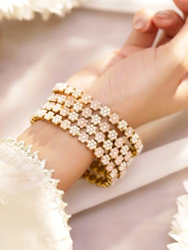Image of Rubans Gold Plated Pearl Beaded Bangles Jewellery Gift for Women & Girls | Ethnic Wedding Traditional Bridal