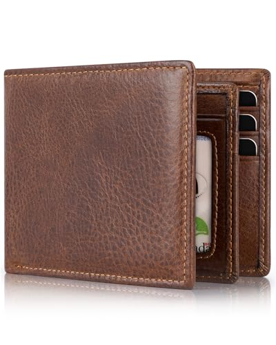 Swallowmall Mens Wallet Rfid Blocking Leather Wallet for Men Bifold Wallets with 1 ID Window 13 Card Holders