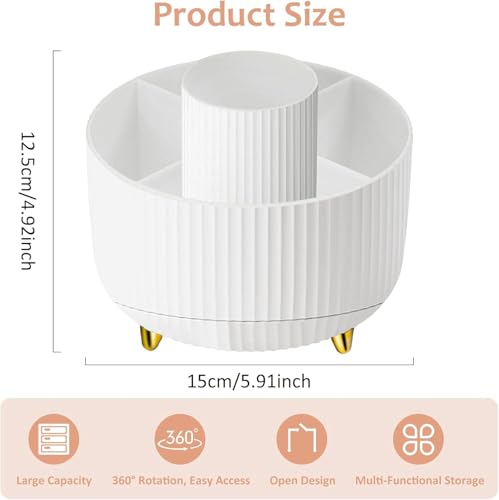 Pot à stylos rotatif à 5 compartiments pour libérer l'espace de votre table - 4