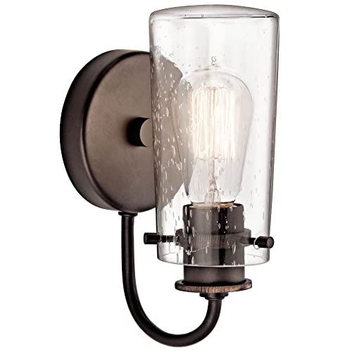 Image of Kichler Braelyn 9.5 inch Wall Sconce in Chrome, 1-Light Industrial Wall Mount with Clear Seeded Glass, (9.5 inch H x 5 inch W), 45457CH