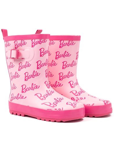 Barbie Girls Pink Classic Rain Boots | Pull-On Design for Outdoor Play & Rainy Weather Merch - 1 UK Child