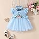 FYMNSI Baby M?dchen Prinzessin T?ll Kleid Mit Strickjacke 1. Geburtstag Outfit Kleinkinder Sommer Partykleid Fr?hling Festliches Festkleid Geburtstag Hochzeit Abendkleider Taufkleid Blau 18-24 Monate