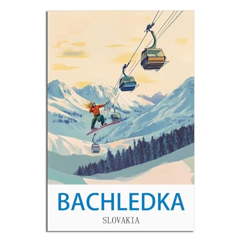 Poster vintage Bachledka Slovaquie LNBIAND pour grand salon chaleureux
