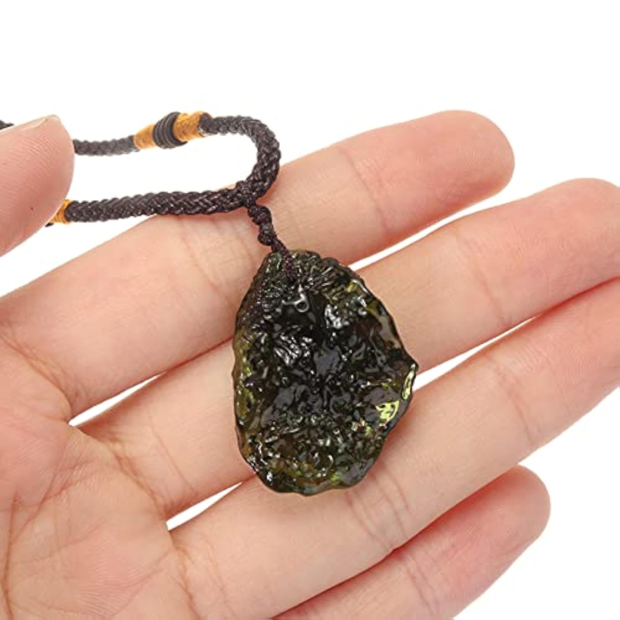 Natural Moldavite Green Aerolites Crystal Pendant Necklace