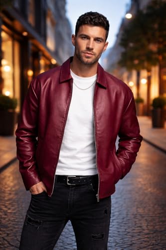 Image of Faux Leather Oversized Coach Jacket for Men | Premium Streetwear Outerwear for Winter, Travel, Parties | Classic Stylish Design