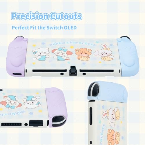 Image of GeekShare Protective Case for Switch OLED,Slim Cover Case Compatible with Switch OLED Separable Soft Silicone Protective Shell for Joy Con with 2 Thumb Grip Caps - Mikko Sweet Thoughts