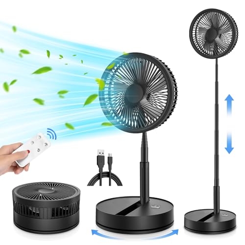 Oscillant Ventilateur sur Pied Portable Silencieux avec Télécommande, 8'' Pliable Sol/Table Basse...