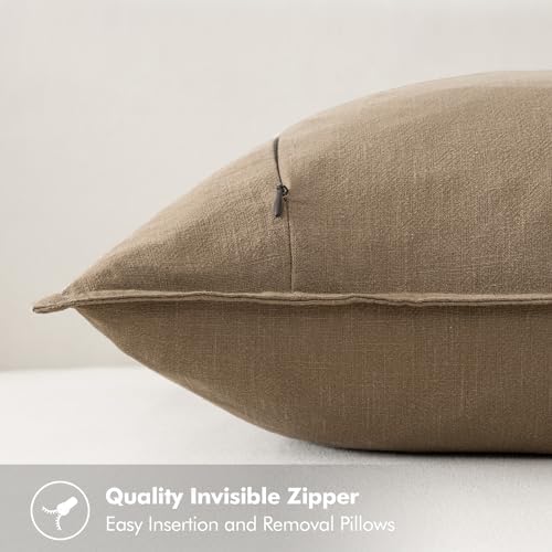 MIULEE Neutral Navy Linen Pillow Covers Pack of 4 Decorative Natural Throw Pillow Covers Soft Accent Boho Farmhouse Couch Pillowcases Coastal Home Decor for Living Room Bed Sofa 18x18 Inch - Image 4