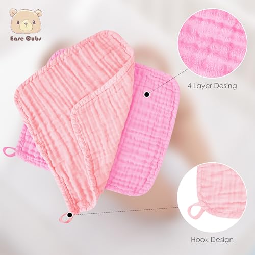 12 Pack Muslin Washcloths for Baby - 100% Cotton Baby Wash Cloths for or Baby Face Body Comfy and Soft for Newborn Infants Kids Girls and Boys - 12"x12" - Pink, Purple and Sakura Series