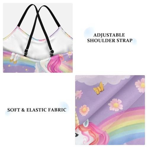 senya Girls Swimsuits Pink Unicorn Rainbow Bridge One-Piece Swimwear Quick Dry Girls Bathing Suits for 3 Years Old3