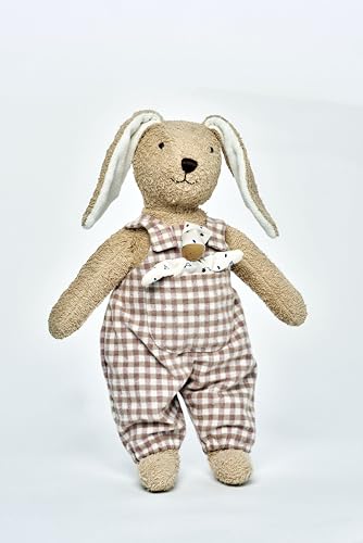 Käthe Kruse Hugo Hase Stehend – Ökologisches Kuscheltier mit Baumwollfrottee, Ausziehbarem Overall und Mini Stoffpüppchen, Für Kinder Ab 0 Monaten